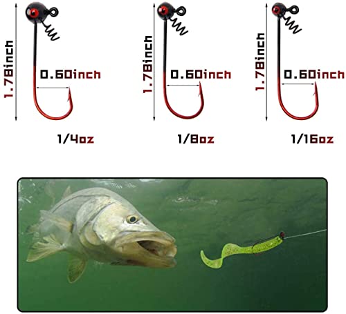 Shakey Head Fishing Jig Hooks Kit - 1/16oz, 10pcs