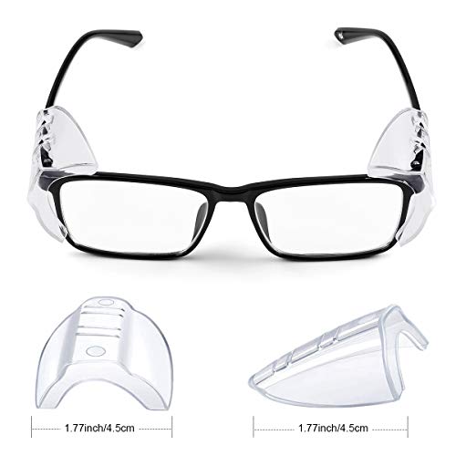 MELASA Safety Glasses Side Shields for Glasses, Slip on Clear Eye