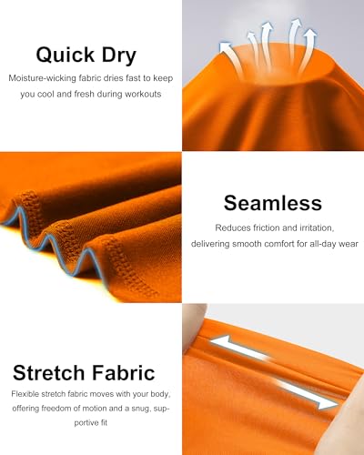 Men's Long Sleeve Compression Shirt - Quick Dry Athletic Base Layer Top - Large / Orange