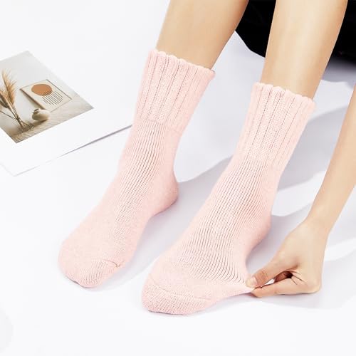 Cozy Warm Wool Socks for Women - Cute Light Pink Boot Crew Socks