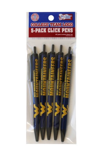 West Virginia Mountaineers Disposable Click Pens - Pack of 5