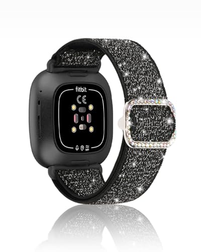Stretchy Glitter Band for Fitbit Versa 4 & Sense - Black