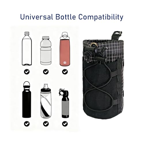 FIOTCEL Black 2-Pack Ultralight Water Bottle Pouch for Backpack Fits 8-24oz