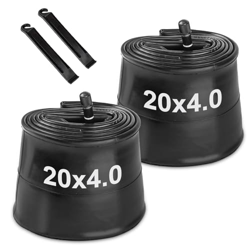 Hycline 20x4.0 Inch Fat Bike Inner Tube 2-Pack with Schrader Valve - Puncture Resistant Replacement Tubes