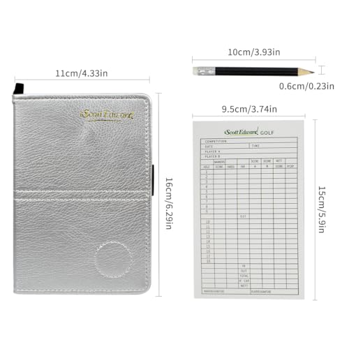 Waterproof Golf Scorecard Holder - Synthetic Leather - Silvery