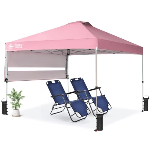 10x10 Pop Up Canopy Tent with Adjustable Awning - Pink