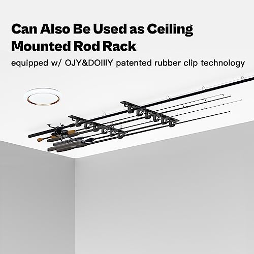 OJY Wall Mount Fishing Rod Storage Rack 2 Pack, Horizontal Ceiling/Fault: 12 Rods