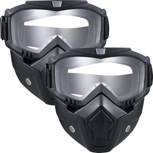 Tactical Full Face Mask with Goggles - Clear, 2 Pack