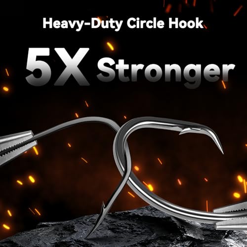 POHU Black Nickel 10/0 Heavy Duty Circle Hooks with Line Groove - 4 Pack