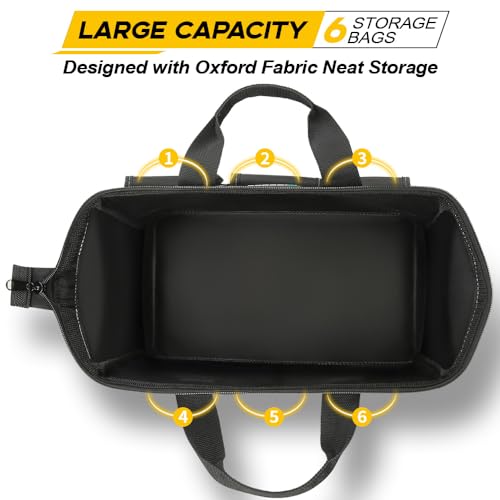 Large Tool Bag, Tool Bags for Men Heavy Duty, 17.3inch/44cm, Green, 1680D Polyester, Ideal for DIY and Craftsmen