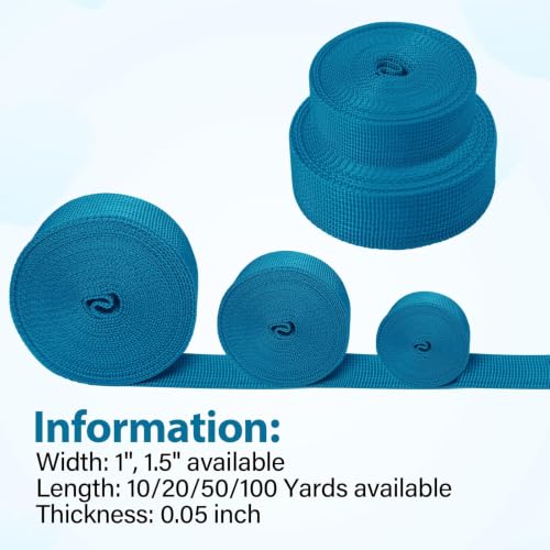 1.5 Inch Polypropylene Webbing Strap - Blue, 5 Yards
