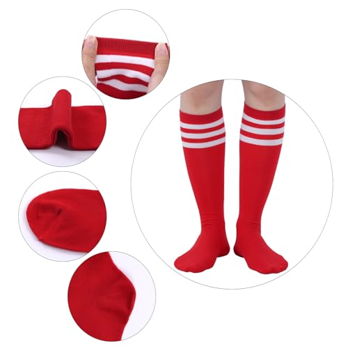 Kids Soccer Socks - Youth Baseball Softball Athletic Socks - Red/White