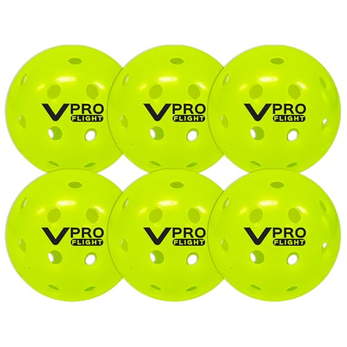 Pickleball Balls - 6 Pack Hi-Vis Green Official for Outdoor & Indoor Play
