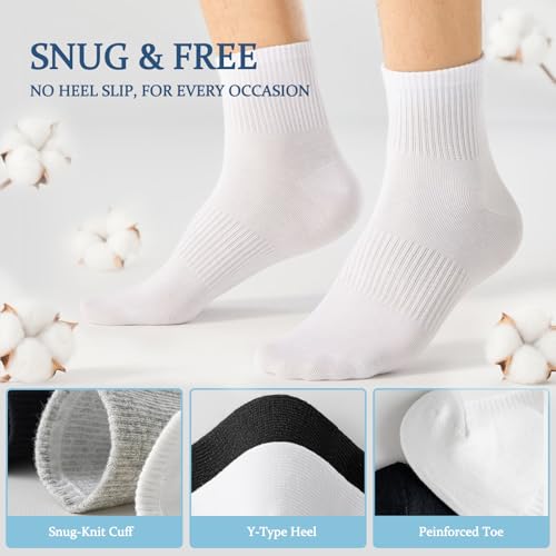 UoUoUosocks 6 Pairs Men Women Athletic Socks Black 9-11