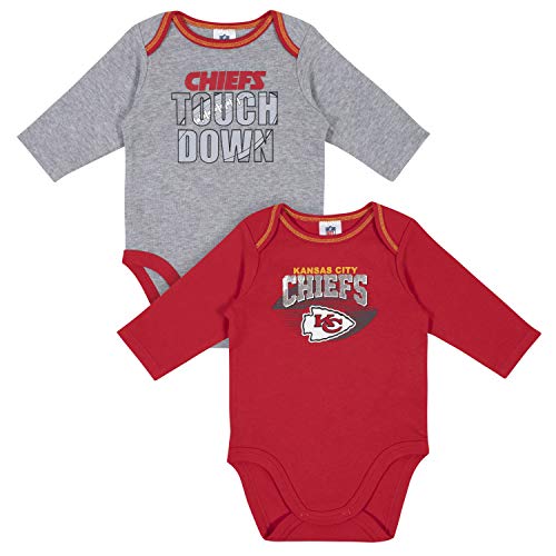 Kansas City Chiefs Baby Boys' Long Sleeve Bodysuit 2-Pack - 3-6 Months