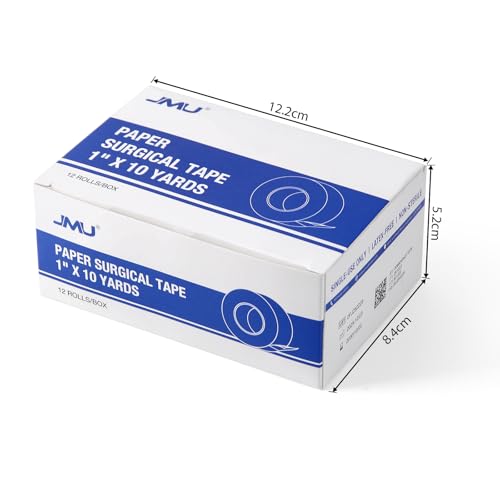 Medical Tape - 12 Rolls, 1" x 10 Yards, Latex-Free, White