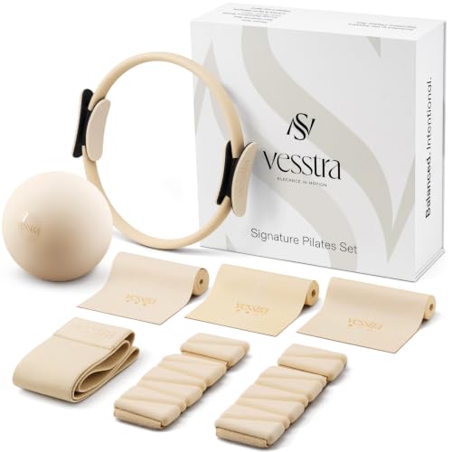 Complete Pilates Set with Ring, Ball, Weights & Bands - Ivory