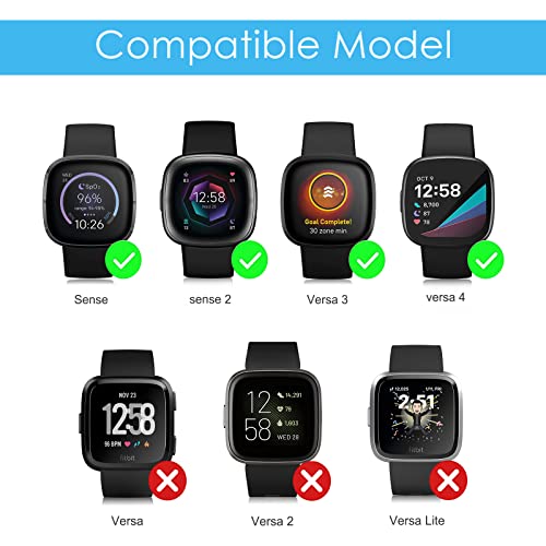 Genuine Leather Watch Band for Fitbit Versa 4/3 & Sense 2 - Black