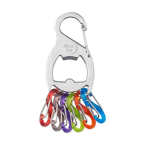 Key Rack Organizer with Carabiner & S-Biners - Stainless/Bright Colors