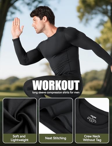 Men's Long Sleeve Compression Shirt - Black, Medium