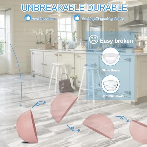 Rubtlamp 16Pcs Pink Wheat Straw Reusable Dinnerware Set for 4 | Durable Plates & Bowls