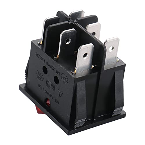 Dual Rocker Switch - 6-Pin DPST ON/OFF with Red LED - 1 Pack