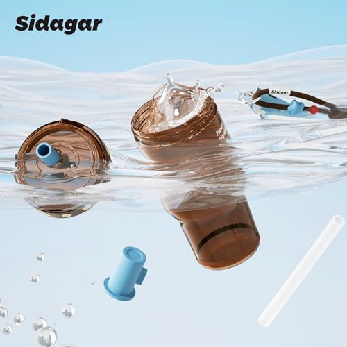 Sidagar 22oz Brown Tritan Water Bottle with Straw Lid & Charm — Leakproof & Portable