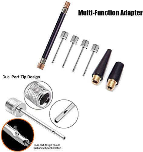 Portable Ball Pump Inflator Kit with Needles and Hose - Manual Blue