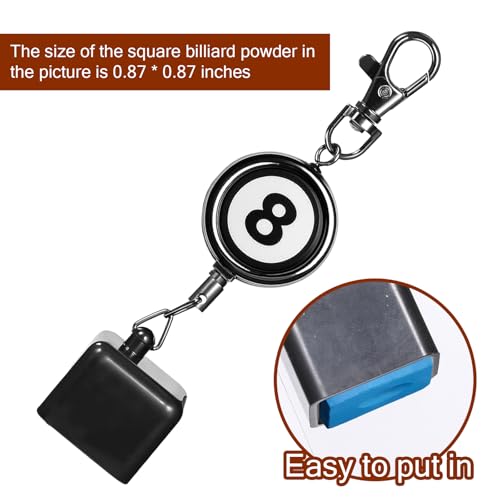Billiard Cue Chalk Holder with Retractable Key Ring - Black