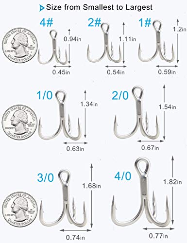 4X Strong Saltwater Treble Hooks - 10pcs Size 4# Snagging Hook