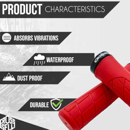 Lock-On Mountain Bike Grips - Red Non-Slip Handlebar Grips