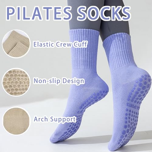 Anti-Slip Pilates Socks for Women - 8 Pairs of Grippy Workout Socks