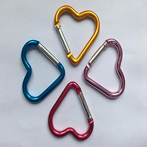 Heart Shaped Aluminum Alloy Keychain Clips - 10 Pcs Set