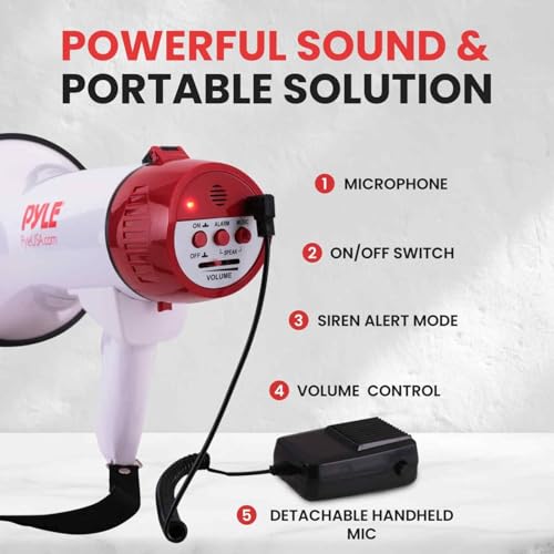 Megaphone Speaker with Siren - 1000 Feet Range, 40W Power