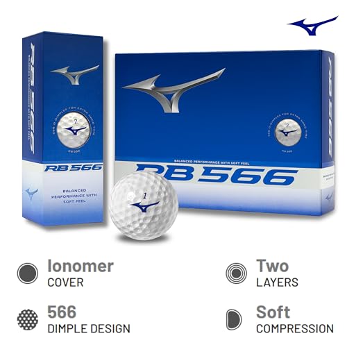 Mizuno 2024 RB 566 Golf Balls - White, 3 Dozen | High Energy Soft Feel