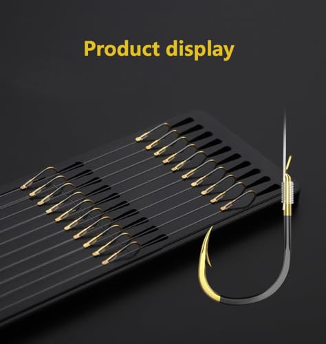 Dyxssm Small Snelled Fishing Hooks with Nylon Leader Line - Black Gold, 8#, Pack of 20