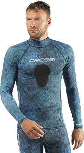 Camouflage Rash Guard for Scuba Diving & Spearfishing - Large Camo Blue