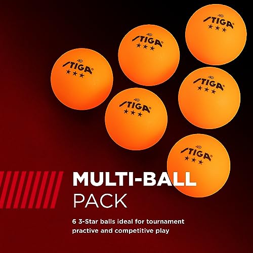 Stiga 3-Star Table Tennis Balls - 40mm Tournament Quality - 6 Pack Orange
