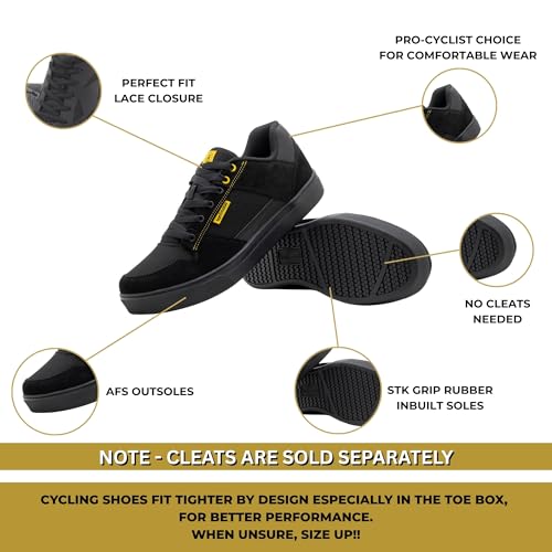 Men's Mountain Bike Shoes - Comfortable Cycling Sneakers - Black / 10.5