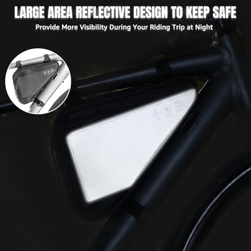 Bike Frame Bag - Water-Resistant Reflective Triangle Storage Bag, 2L - Black