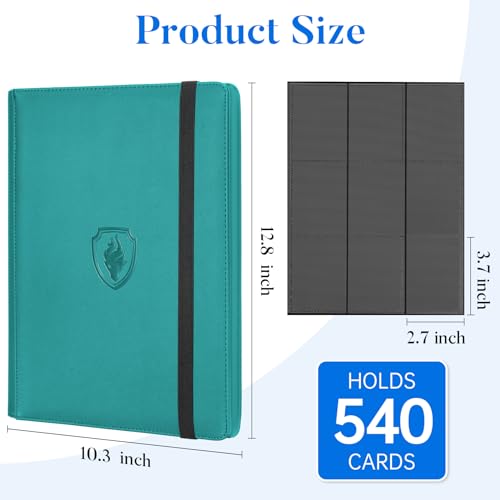 Turquoise 9-Pocket Card Binder for 540 Trading Cards - Fabmaker PU