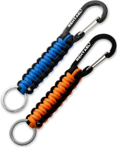 Carabiner Key Chain, Braided Paracord Rope Keychain Clip, Heavy Duty