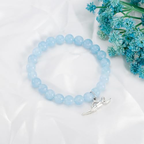 Swimmer Charm Bracelet - Aquamarine Swimming Jewelry for Women