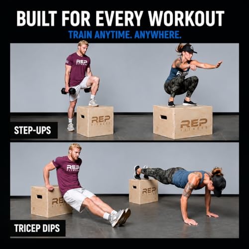 Plyometric Wood Jump Box - 30" x 24" x 20" - Adjustable Height