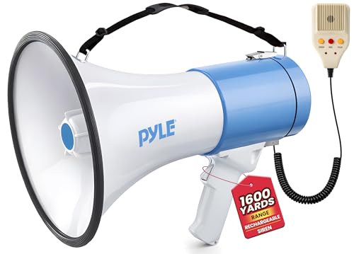 Portable Megaphone PA Bullhorn Speaker with Siren - Blue/White