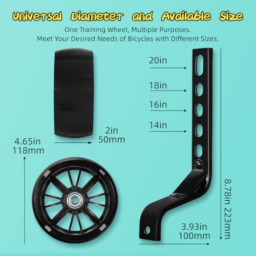 Heavy Duty Bike Training Wheels for 14-20 Inch Bikes - Black