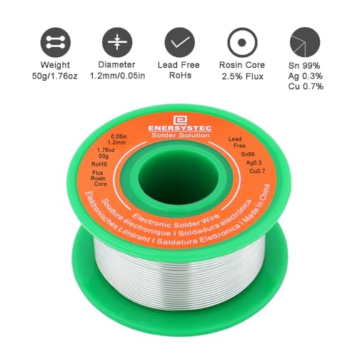 Lead Free Electronics Soldering Wire 1.2mm 50g, Rosin Flux Core Electrical Solder Wire Sn99 Ag0.3 Cu0.7 Electric Soldering Alloy Solder No Clean 0.05 Electronic Soldering