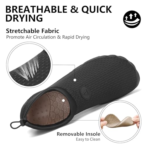 Quick-Dry Water Shoes for Men & Women - Wide Toe Aqua Socks - Lividity Black