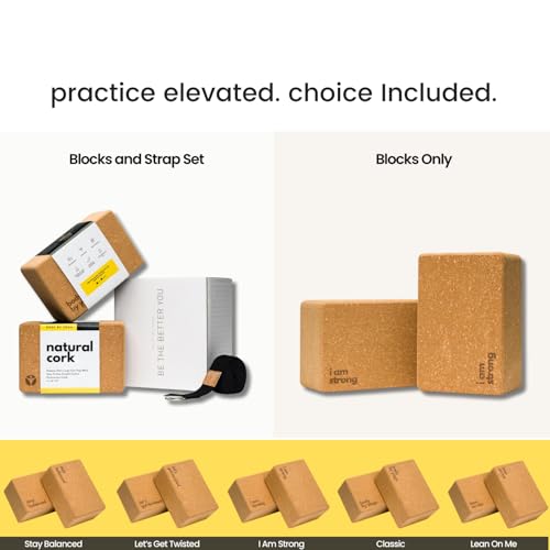 Cork Yoga Blocks 2 Pack - Extra Large, Durable, Non-Slip, Classic