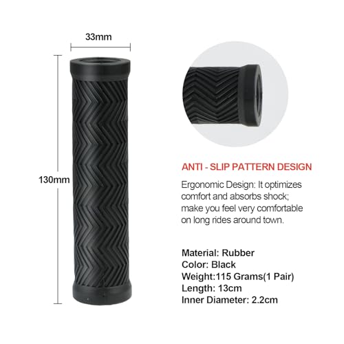 Soft Rubber Bike Handlebar Grips - Ergonomic Anti-Slip - Black